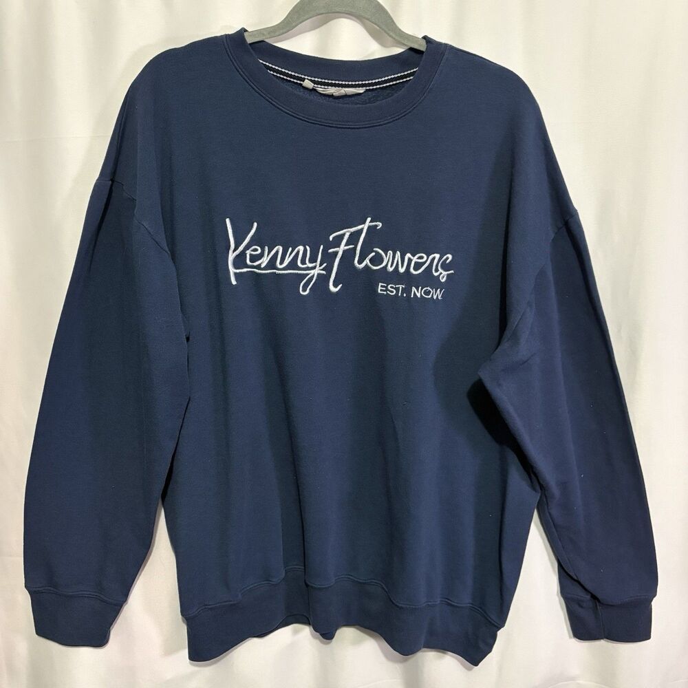 Kenny Flowers Womens XXL Navy Embroidered Logo Crew Neck Layover Sweatshirt